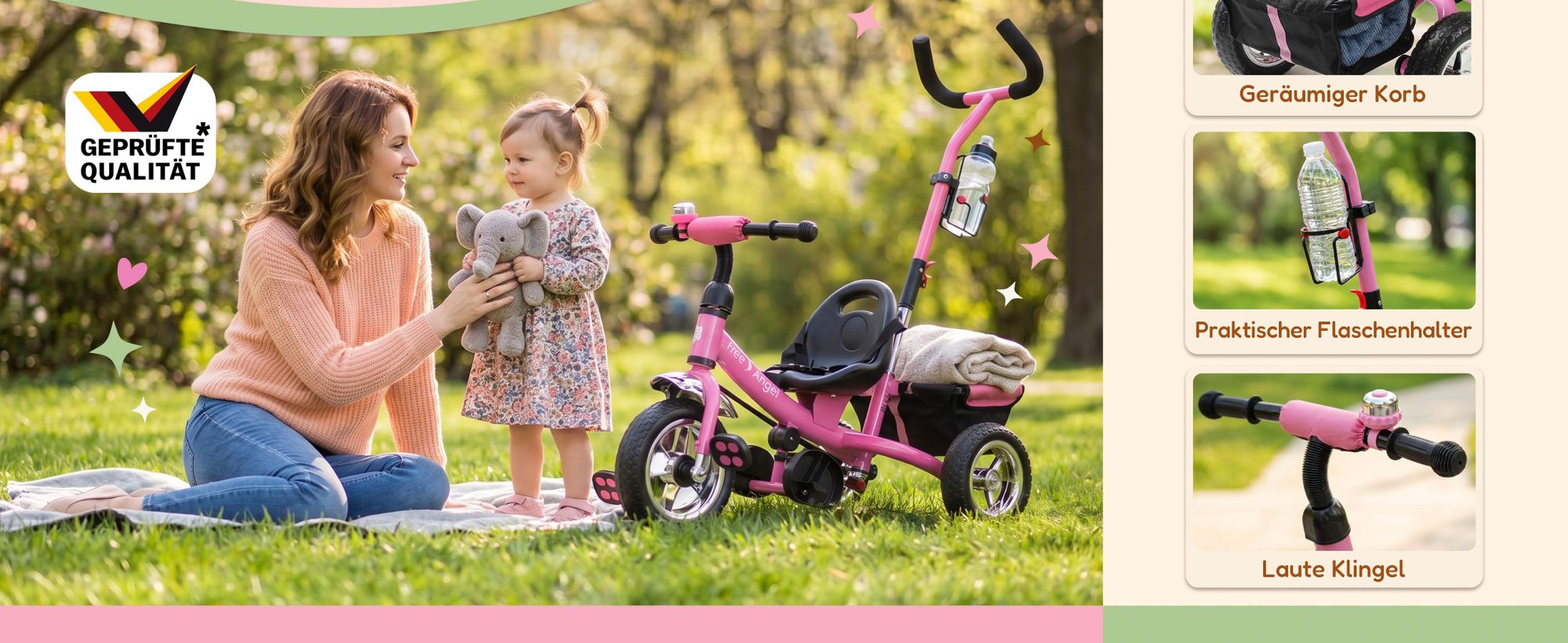 SPIELWERK Dreirad ab 1 Jahr Rosa