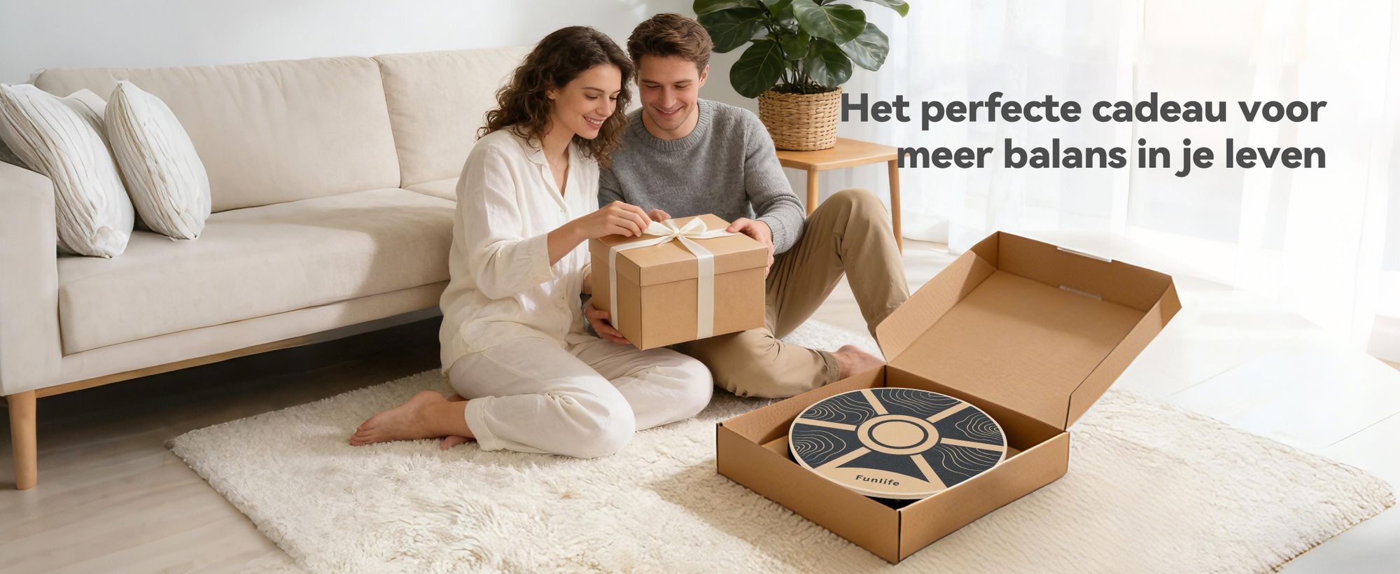 FunLife TERRA balansbord, rond, gemaakt van berkenhout – 360° balanstrainer voor core-training, coördinatie en stabiliteit, geschikt tot 100 kg