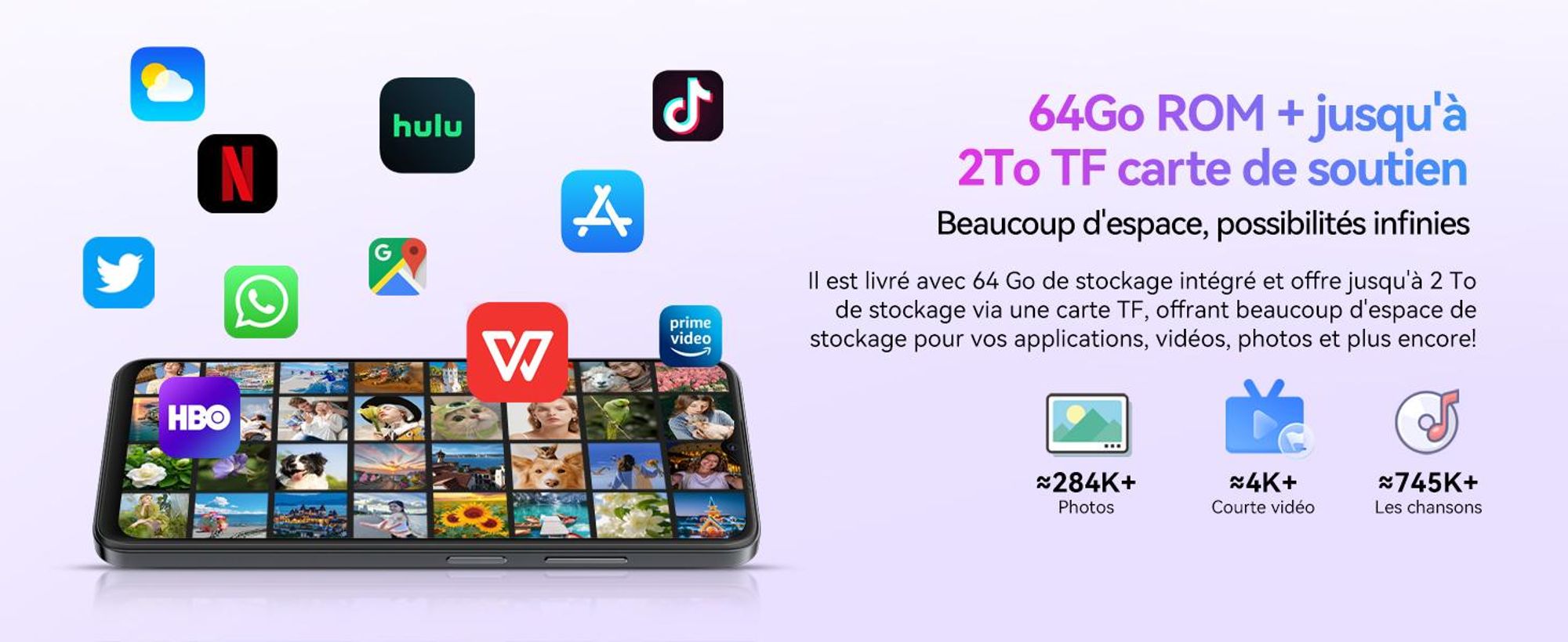 Blackview Wave8C 6,56" sans contrat Smartphone 6GB+64GB, Dual SIM 4G mobile, 4700mAh batterie, Fingerprint/Face ID/GPS/5G WiFi, bleu
