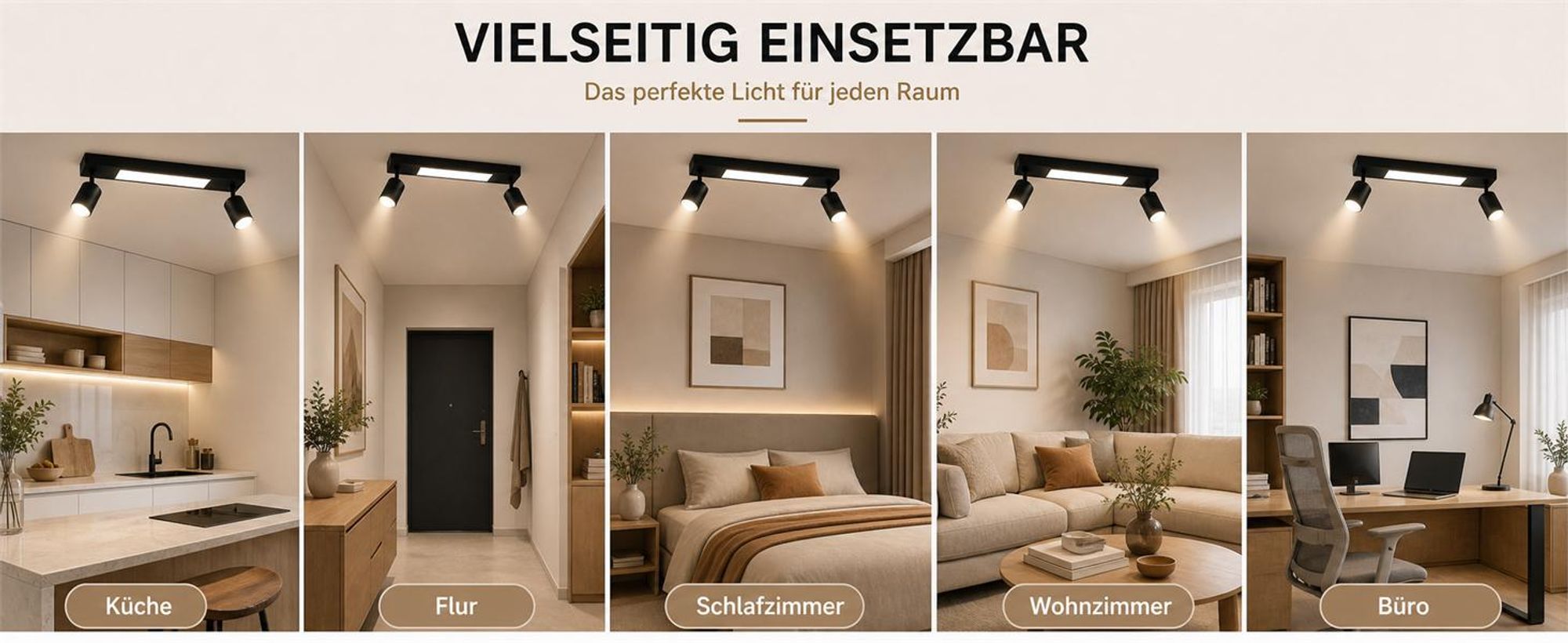 ZMH LED Deckenspot Deckenlampe 3000k Warmweiß 2 Flammig Deckenleuchte Schlafzimmerlampe 20W GU10 Strahler 350° für Küche Esszimmer Flur Schwarz