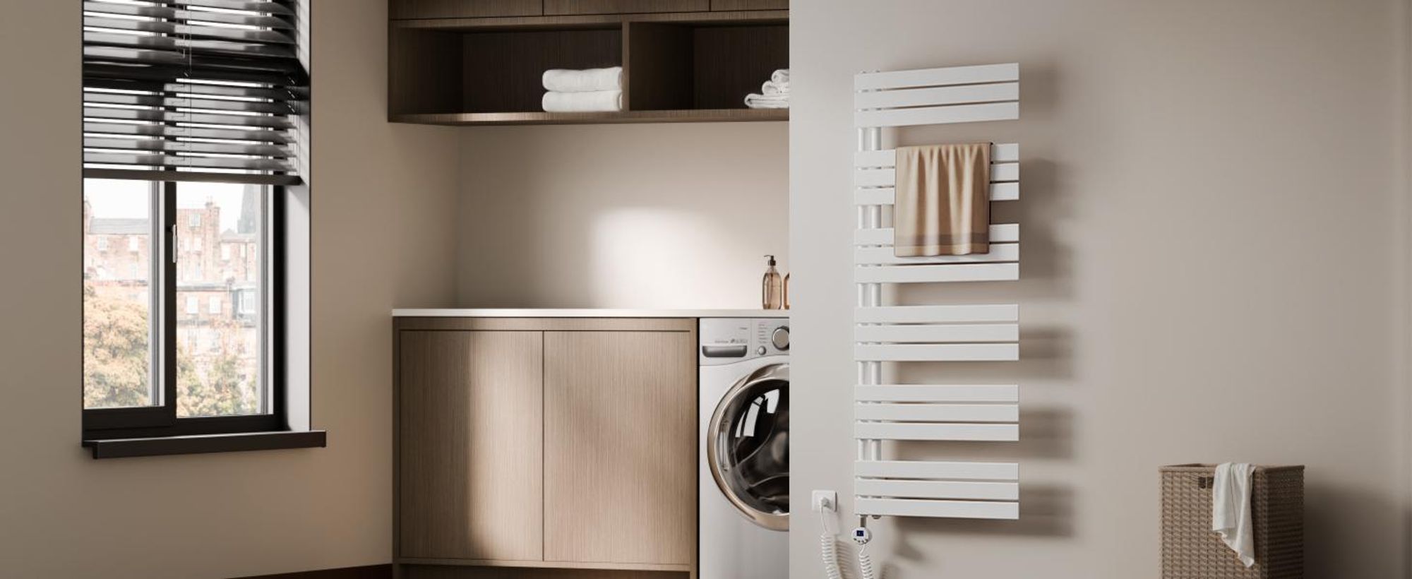 S'AFIELINA Handtuchheizkörper Elektrisch 1599×600mm, Badheizkörper Elektrisch mit Thermostat, WiFi, programmierbarem Timer, LCD-Anzeige, 1000 W, Weiß