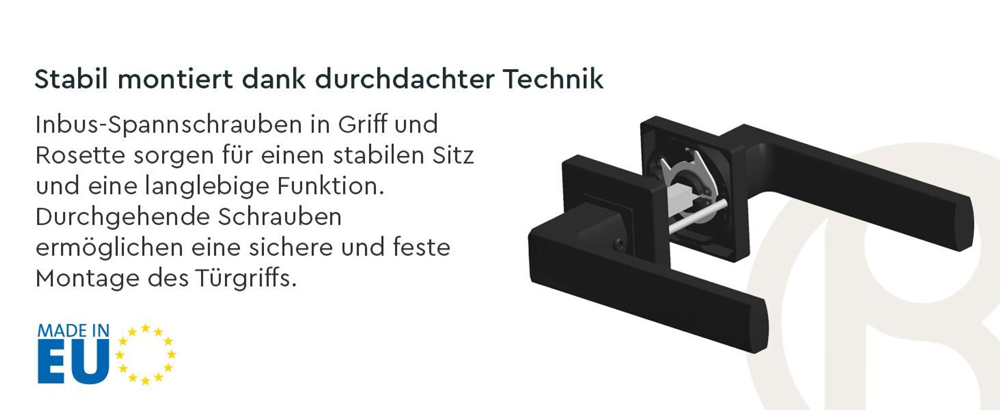 QRS - ERGO Türbeschlag, Türgriff für Zimmertüren - Schwarz mit Rosette Schlüssel - Türklinken Drückergarnitur Eckig für Innentüren 38-45 mm
