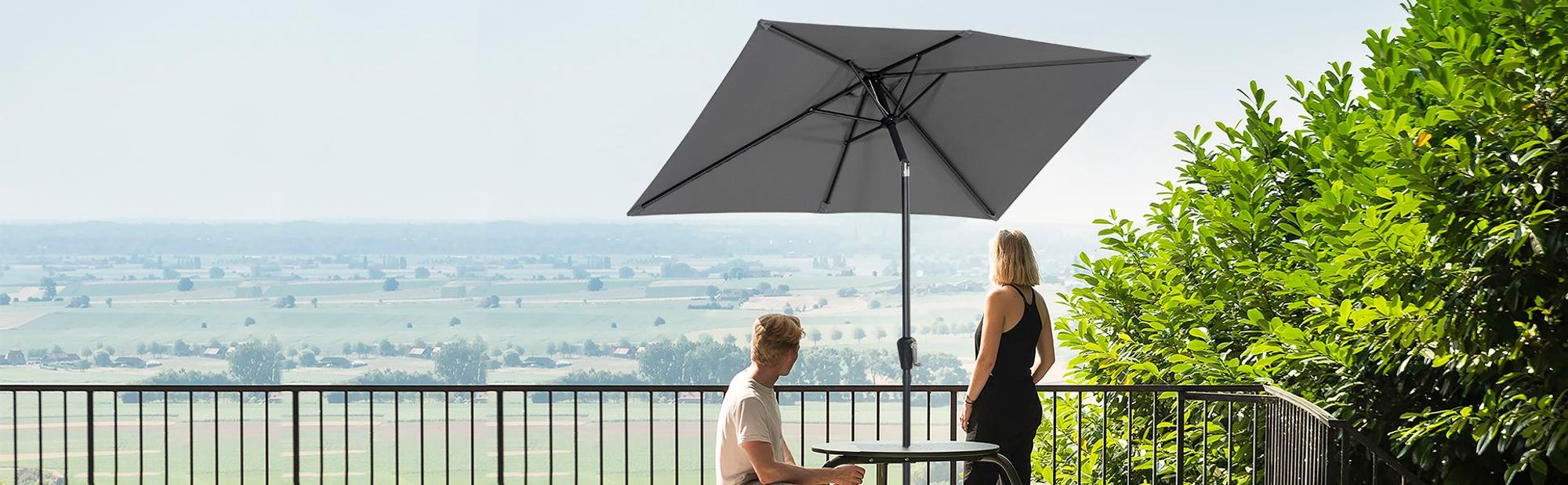 Avestar rechteckiger Außenschirm 212×134 cm mit 6 Rippen, grau
