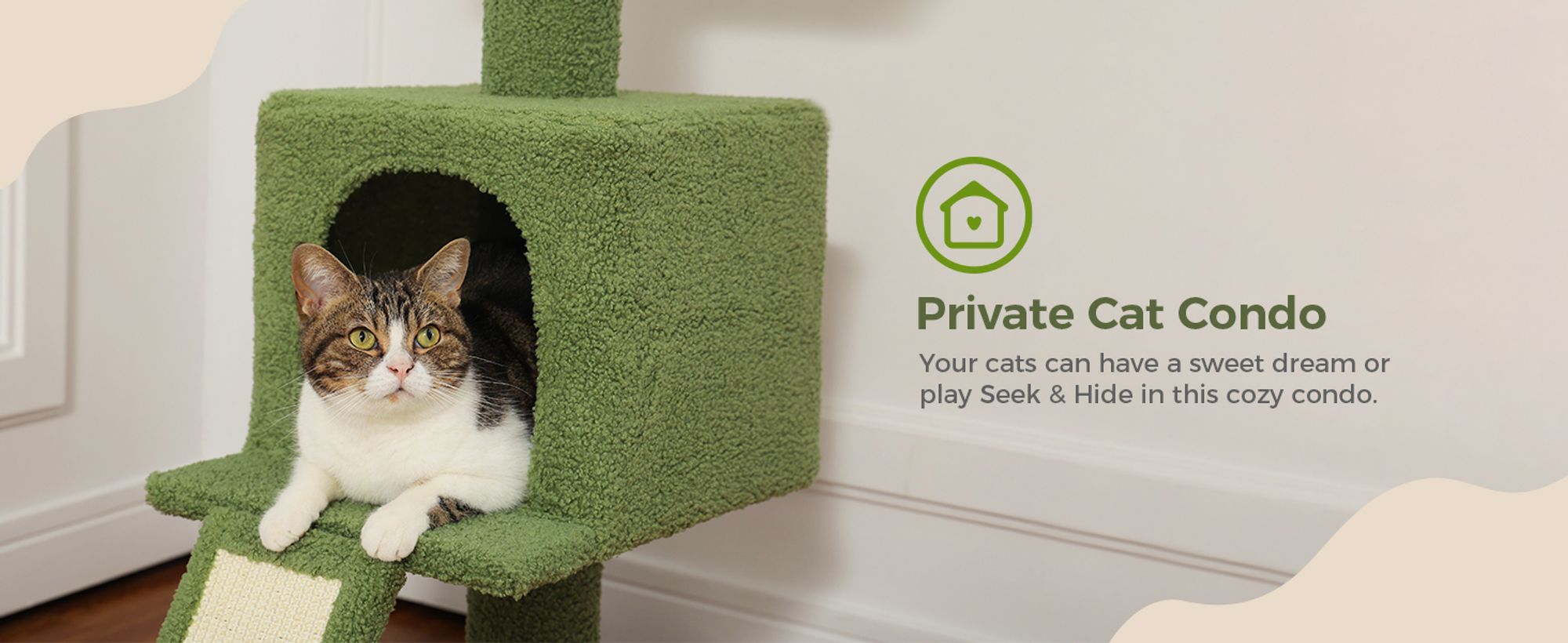 PAWZ Road Kaktus Kratzbaum, Katzenbaum vom Boden bis zur Decke, Grün