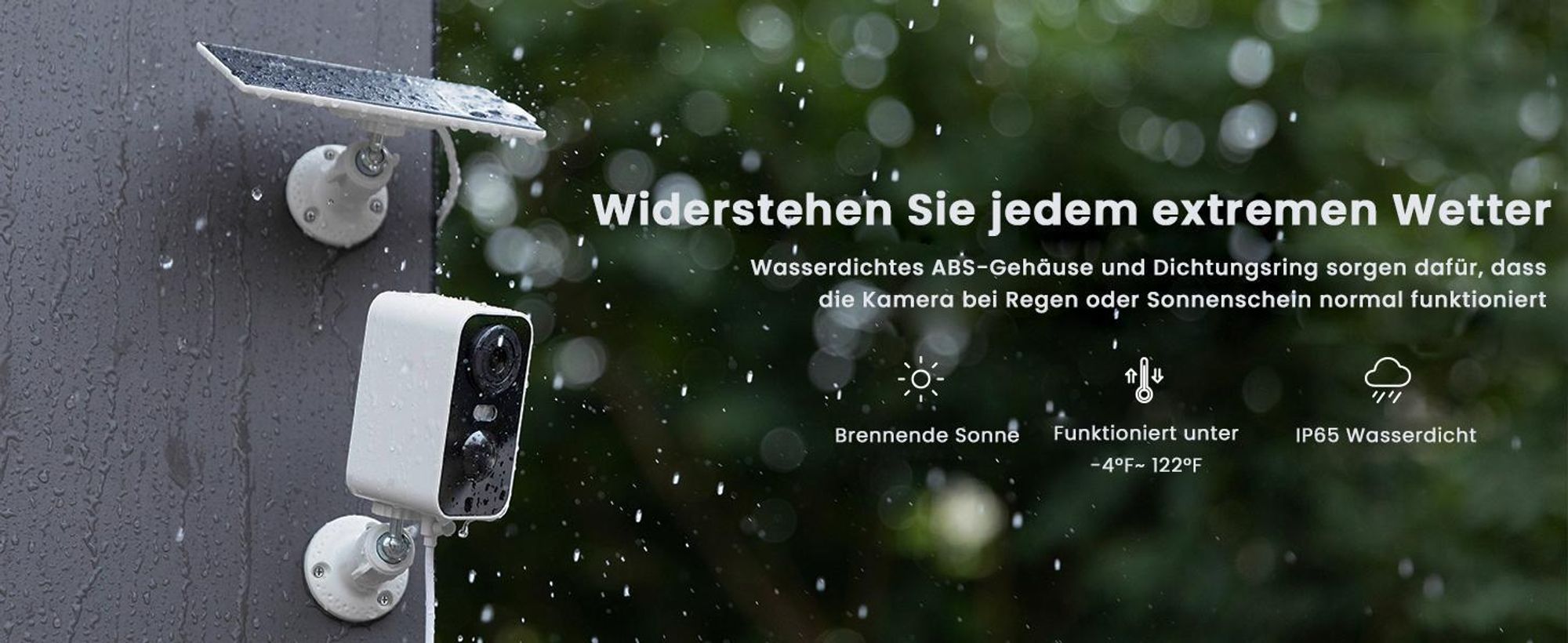 Überwachungskamera Aussen Solar Akku 2,4 GHz WLAN Aussenkamera Outdoor mit PIR-Bewegungserkennung 64GB