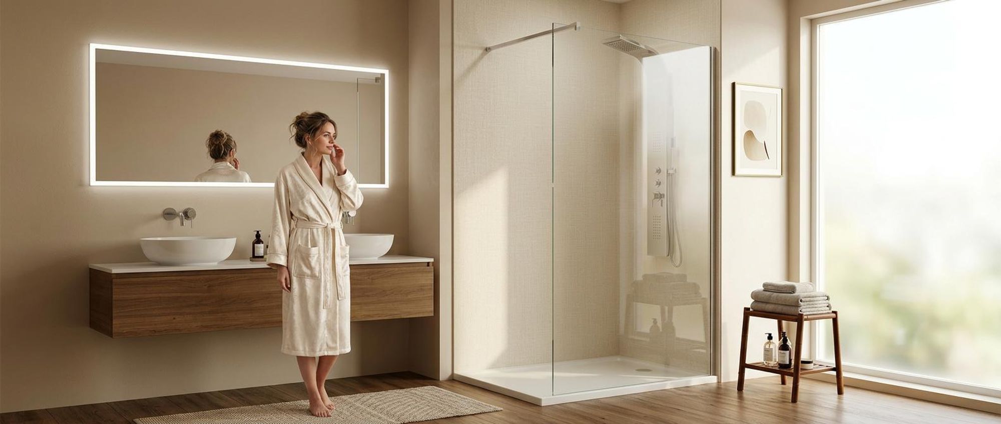 Duschabtrennung Walk in Dusche 100 x 195cm Duschwand Duschtrennwand 8mm ESG NANO klares Glas CD