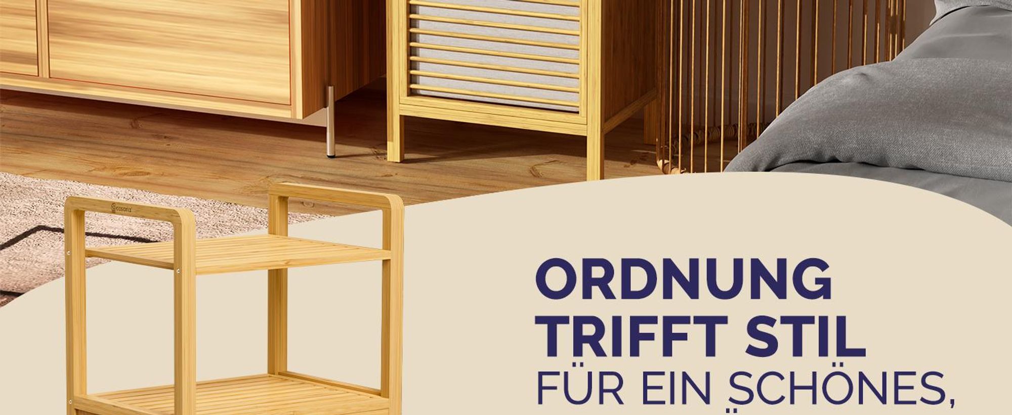 CASARIA® Badregal mit Wäschekorb 40L