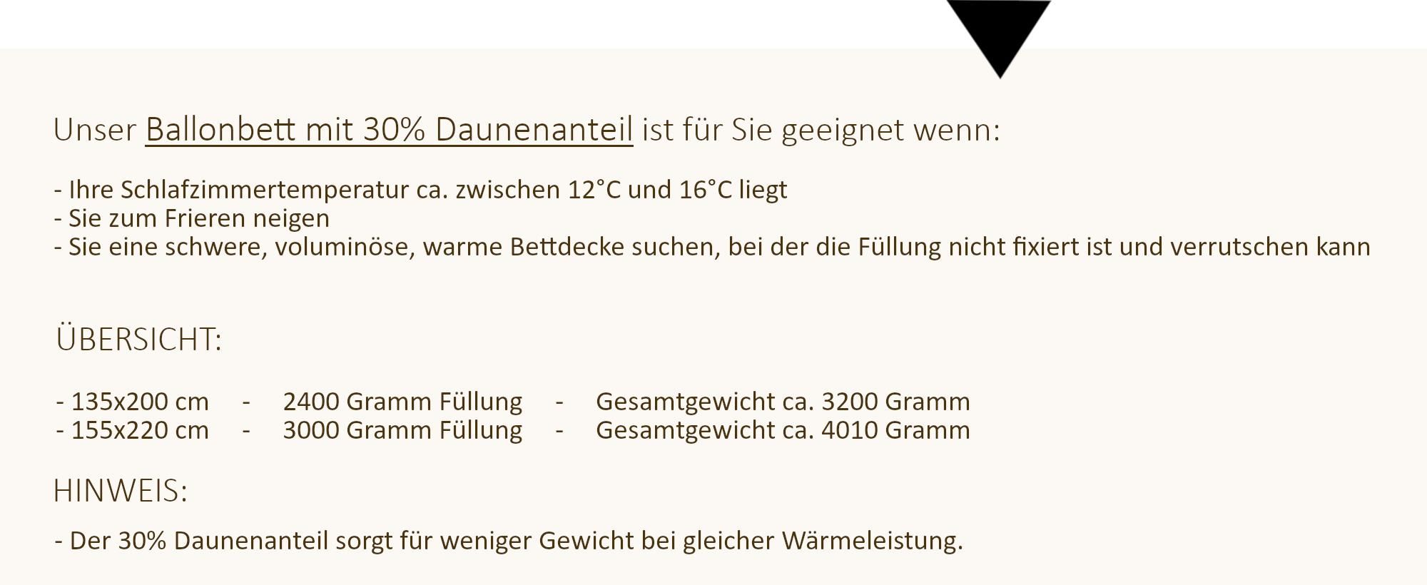 Ballonbett Kuschelzeit in 155x220 cm - mit 3700 Gramm Füllung aus 100% Federn