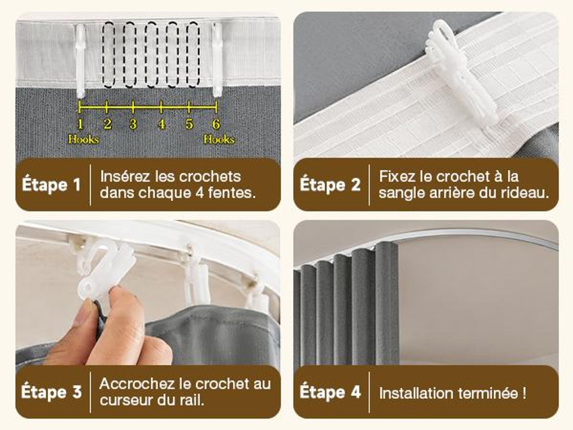 Extra großer Raumteiler Vorhang mit schienen Haken, Grau 100% Verdunkelung Blickdicht Trennvorhänge für Schlafzimmer Wohnzimmer, B 254 x H 213 cm
