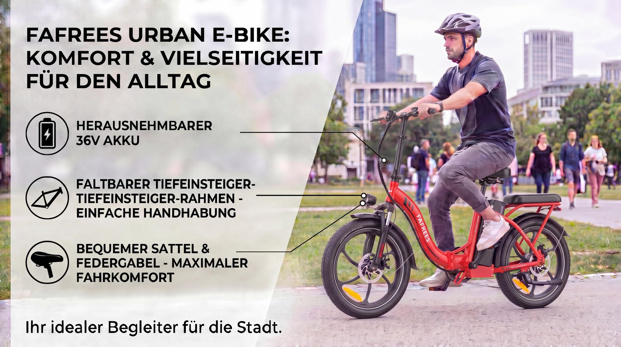 E-Klapprad 20 Zoll Rostbeständigkeit Aluminiumlegierung 36 V 20 Ah 720 Wh bis zu 110 - 150 km Wasserdicht IP54 mit 7 Gang, Rot