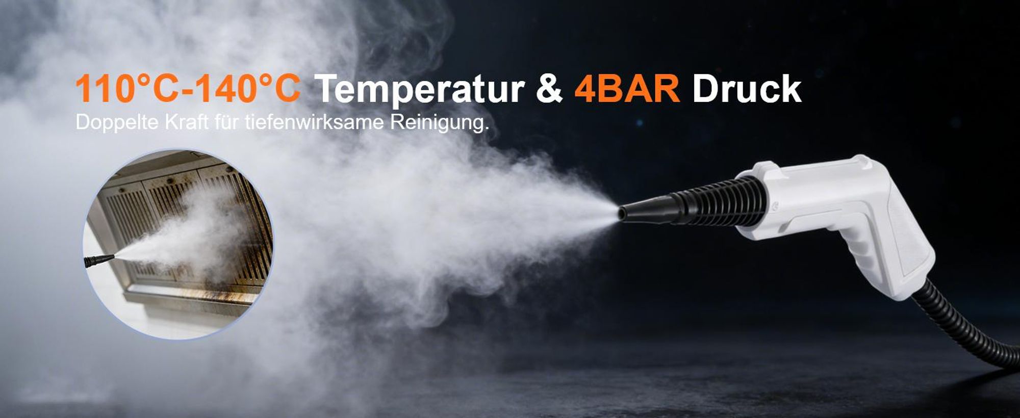 1500W Dampfreiniger mit 1,55L XL-Wassertank & 15s Aufheizung – Handdampfreiniger mit LED-Display & 4 Stufen – Tragbarer Hochdruck-Dampfreiniger 4 Bar