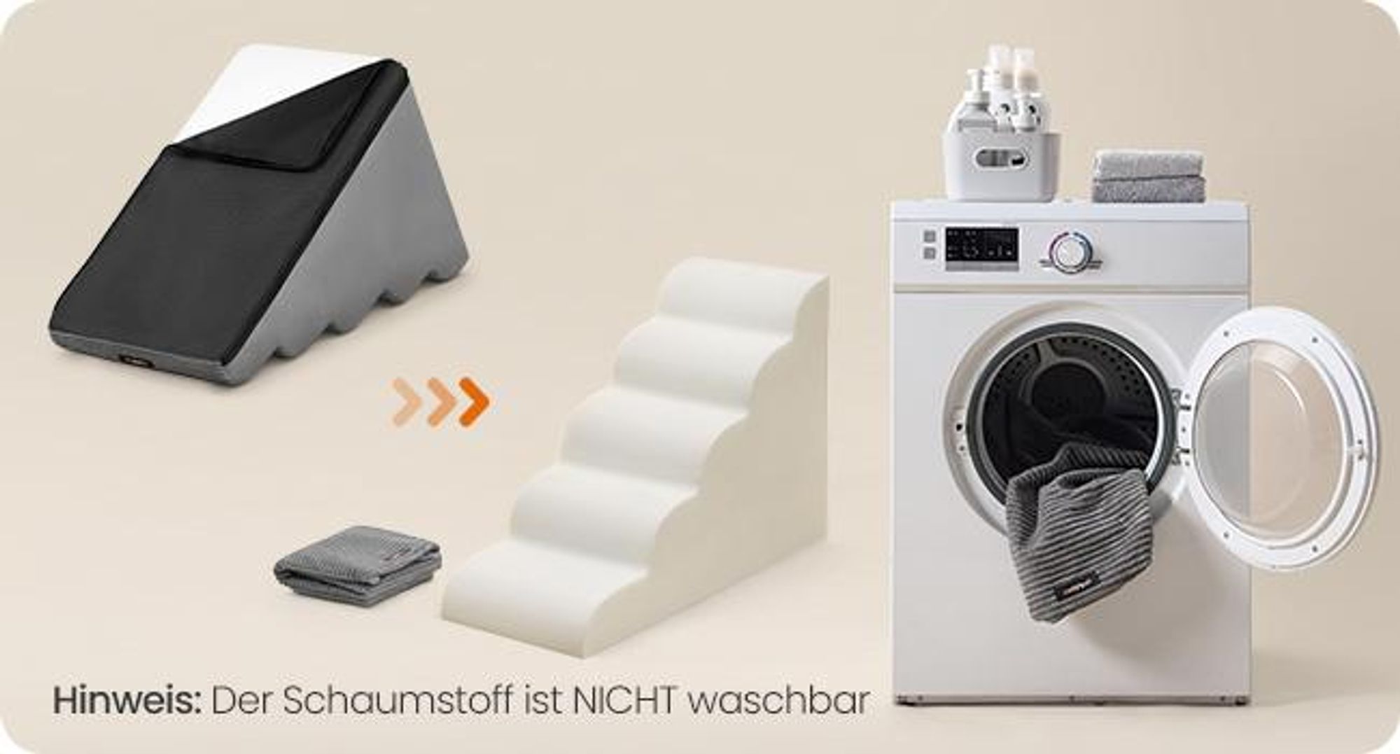 FEANDREA Hundetreppe, 5-stufig-Haustiertreppe, Cord mit Querstreifen, rutschfest, abnehmbarer waschbarer Bezug, Grau