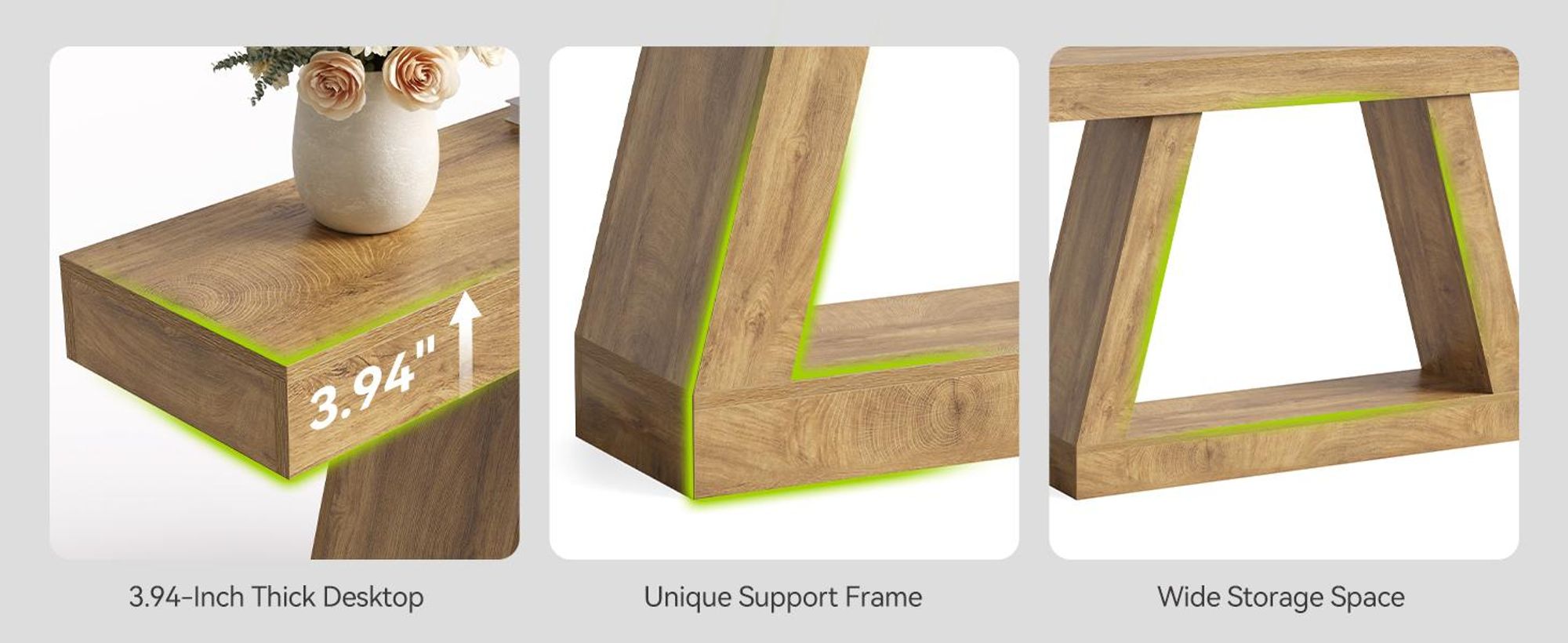 LITTLE TREE 140 cm: Salontafel met opbergruimte, console tafel in landelijke stijl voor thuis, rechthoekig houten meubelstuk voor de hal, het kantoor of de gang
