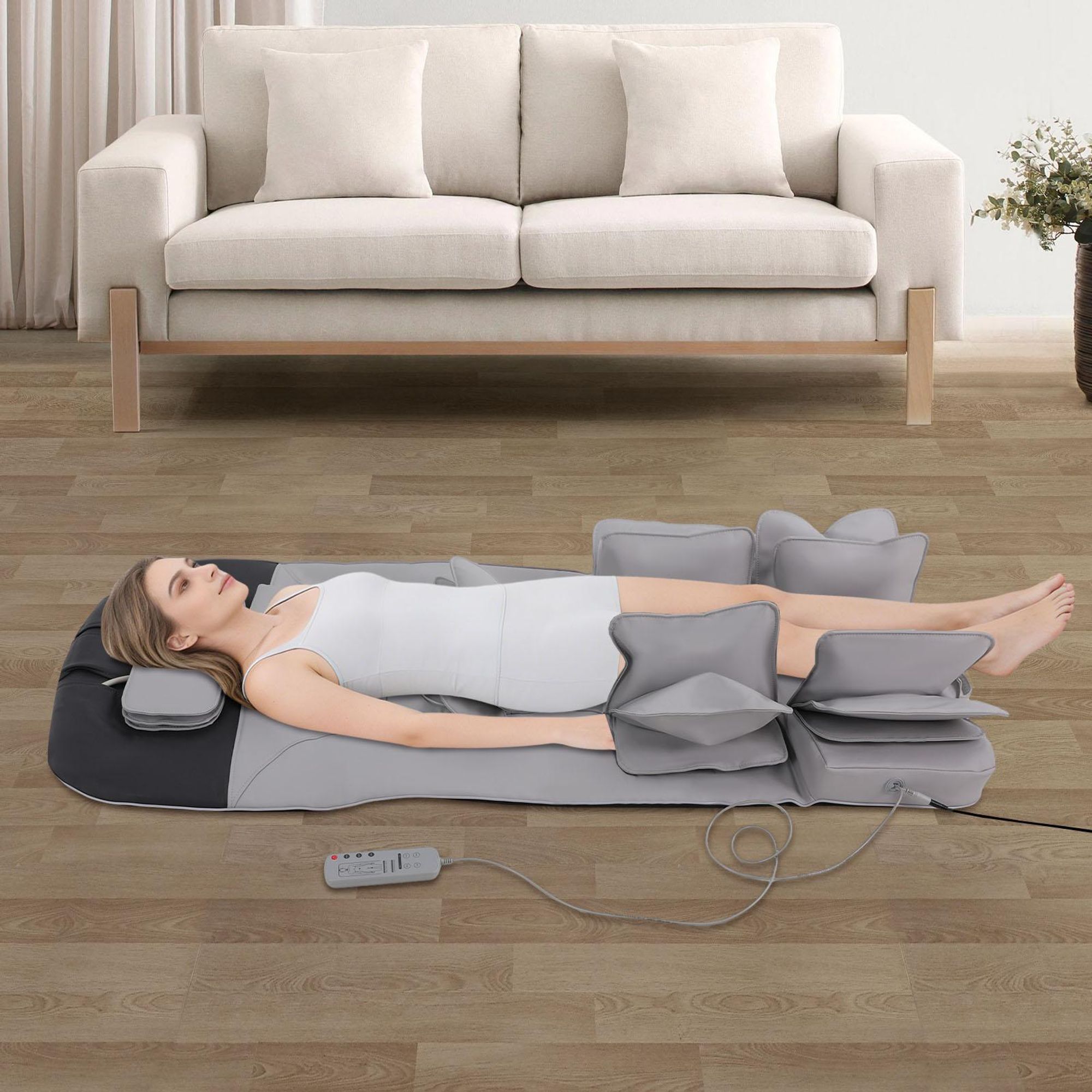 Ganzkörper-Massagematte, Massagematte mit Airbags, Ganzkörper-Stretch-Massagematte, Grau