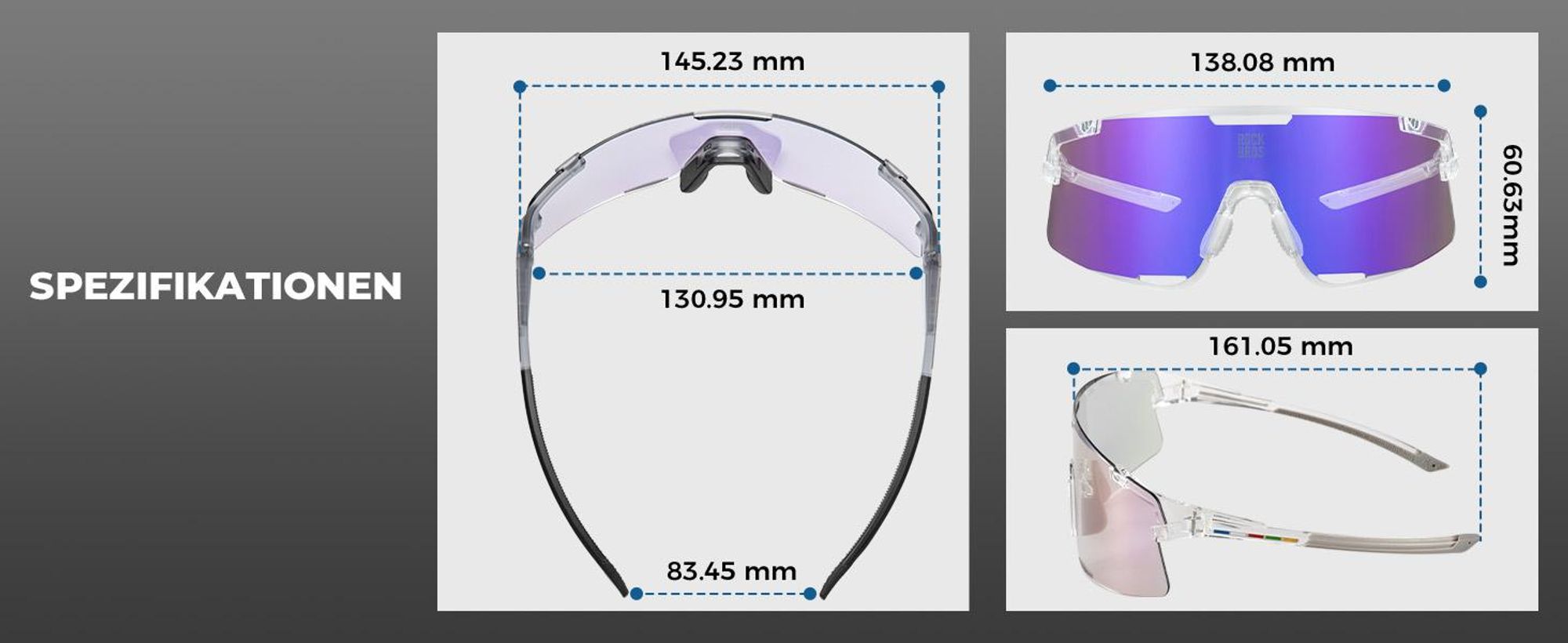 ROCKBROS Road to Sky Fahrradbrille Überbrille Photochrome Radsportbrille mit UV400 Schutz TR90 Rahmen für Outdoor Sport Radfahren Laufen klar Lila