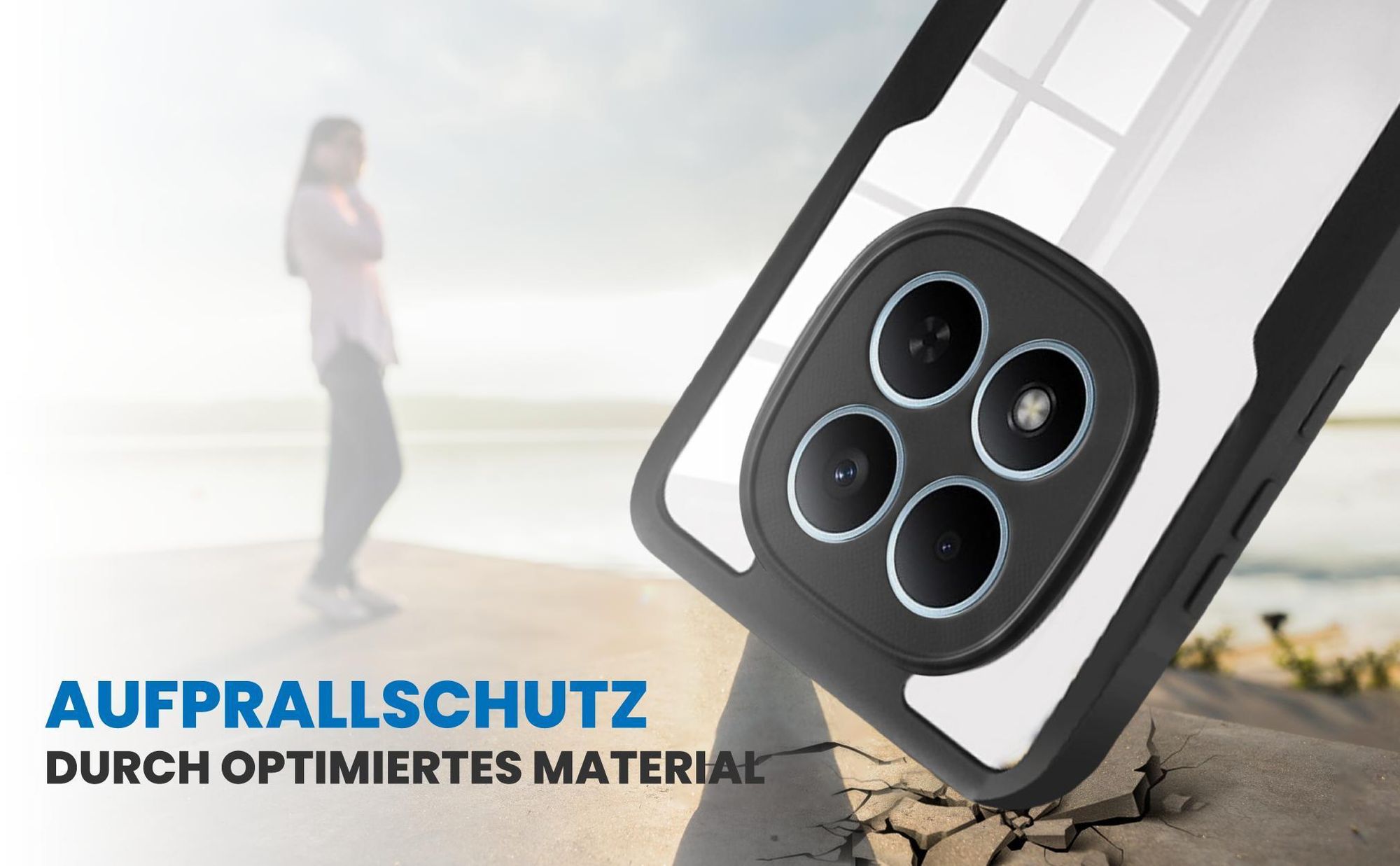 Schwarzes Front Back Cover für Xiaomi Redmi Note 15 mit Aufprallschutz