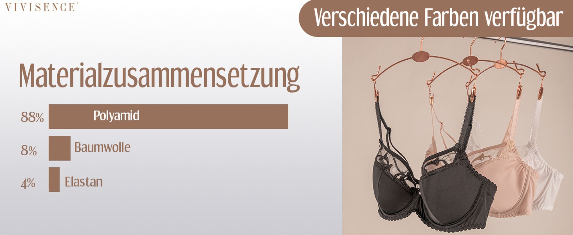Vivisence 1020 dame bügel bh halbversteift voll cups große brüste, weiß, 85d