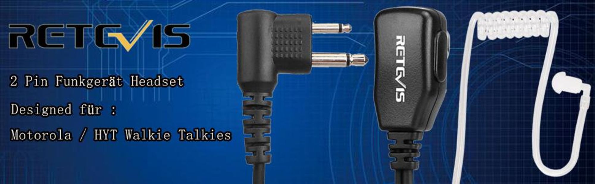 Retevis EAM002 Funkgerät Headset, 2 Pin Schallschlauch Headset, Kopfhörer Ohrhörer Kompatibel mit Walkie Talkie Motorola DP1400 CP040 GP68 GP88 TC-500