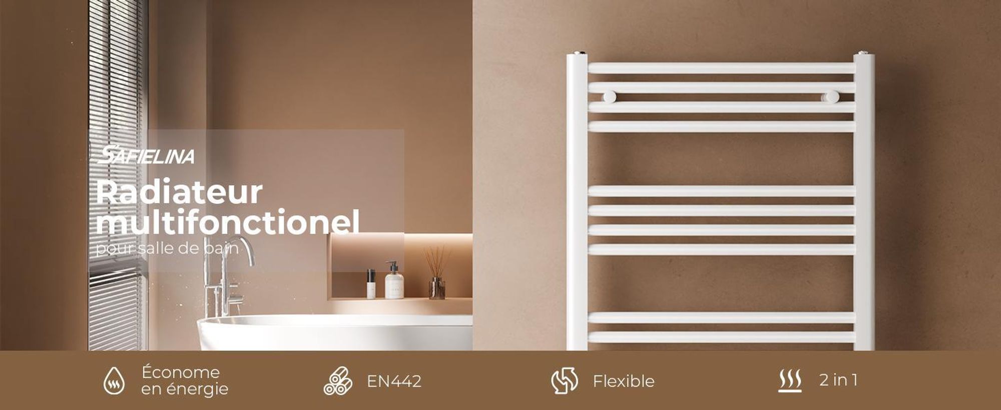 S'AFIELINA 160 x 50 cm Radiateur sèche-serviettes Radiateur sèche-serviettes Raccord central Chauffe-serviettes droit Blanc avec vanne,654 W