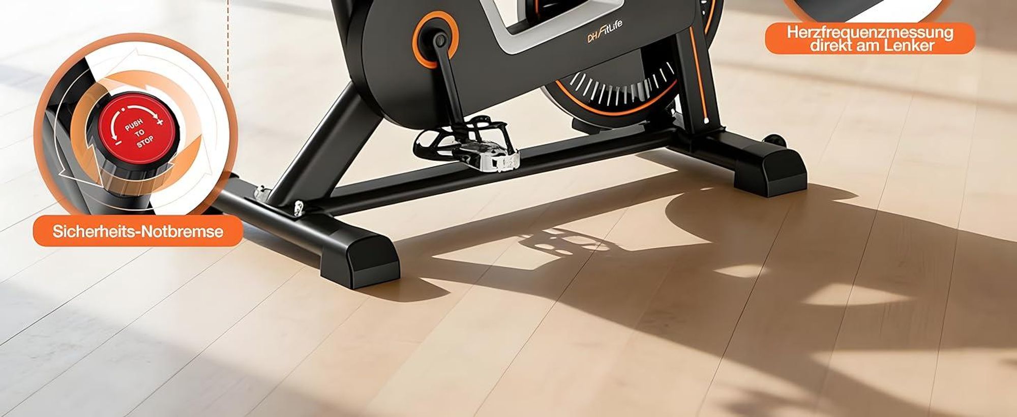 DH FitLife 2026 Heimtrainer Fahrrad, magnetisches Ergometer mit Pulssensor & APP, leises Indoor Bike, neuer Lenker & Monitor