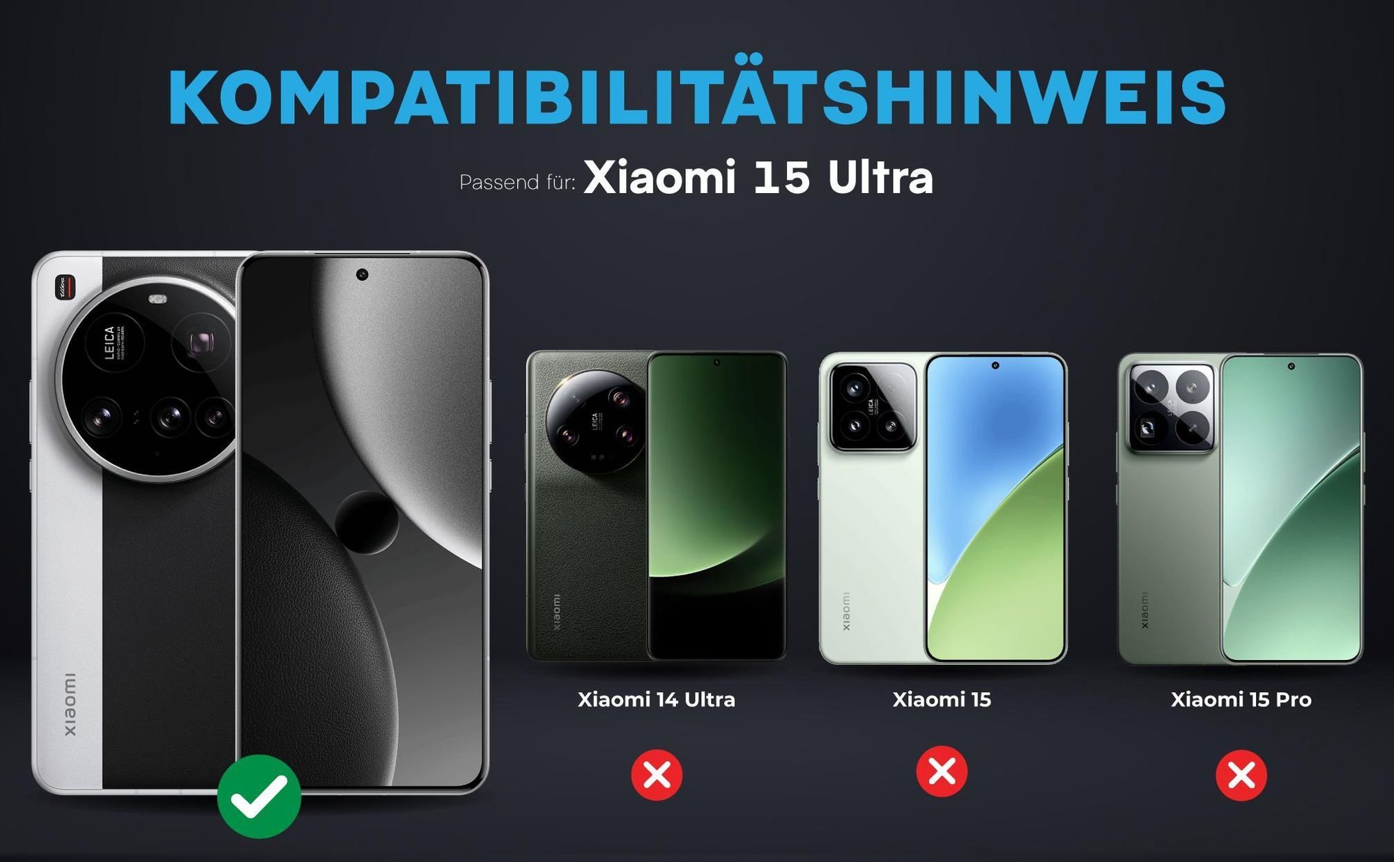 Kompatibilitätshinweise Kameraglas für Xiaomi 15 Ultra