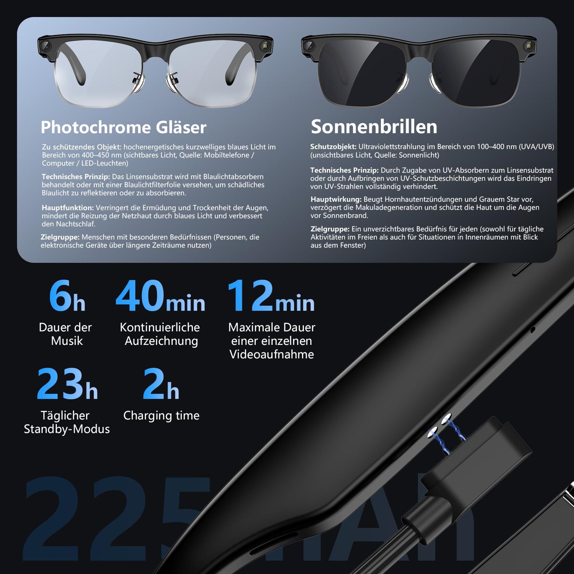 Sonnenbrille 2026 Neue BV200 KI-Kamera-Brille, AI Glasses, BT 6.0, Open-Ear HiFi, Sony IMX219 Sensor, Fotografieren, kommunizieren, übersetzen