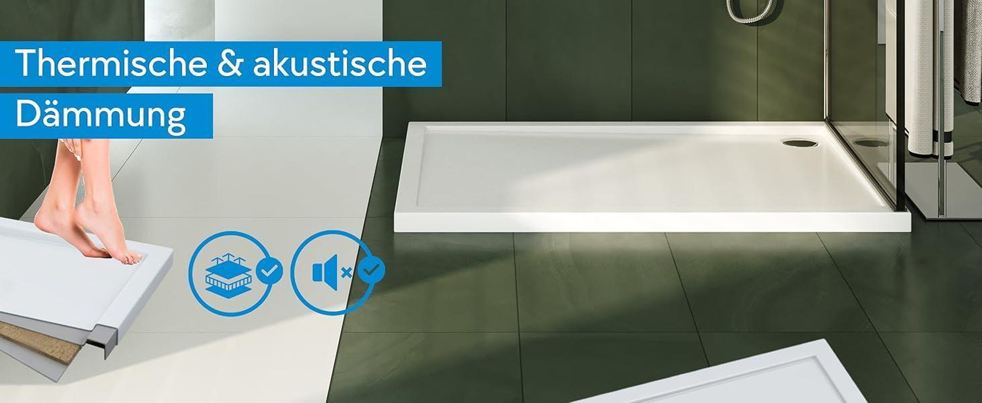 AQUABAD® Duschwanne Basic Smooth White 70x120cm Rechteck