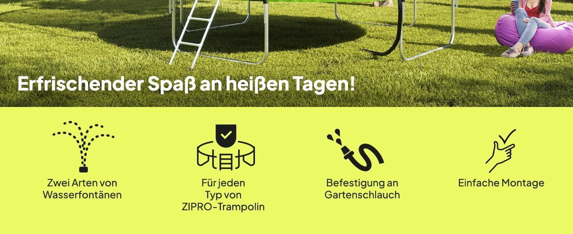 ZIPRO Trampolin Sprinkler 2in1 Set 12m - Wasserspielzeug Kinder Outdoor Wassersprenger Garten Gartenspielzeug Wasserspiel Sommerspiel Zubehör