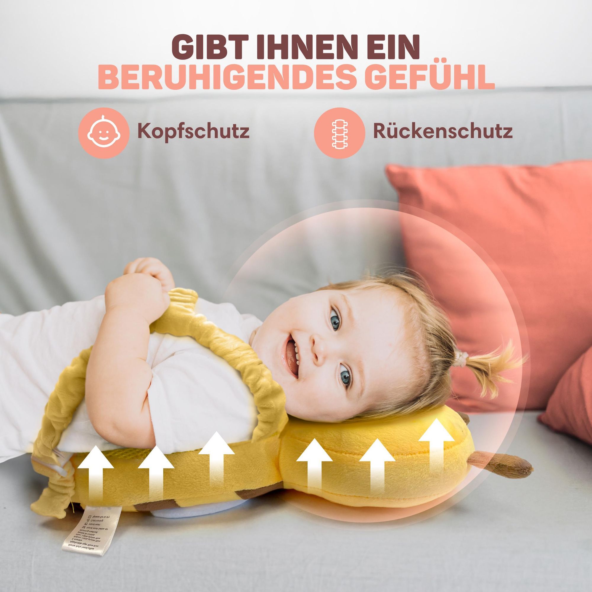 Vulpes Goods Baby Kopfschutz, Fallschutz-Rucksack für Kinder, 3D Bienenform, Kopf-Rückenprotektor Kleinkinder, sicher Krabbeln & Gehen lernen