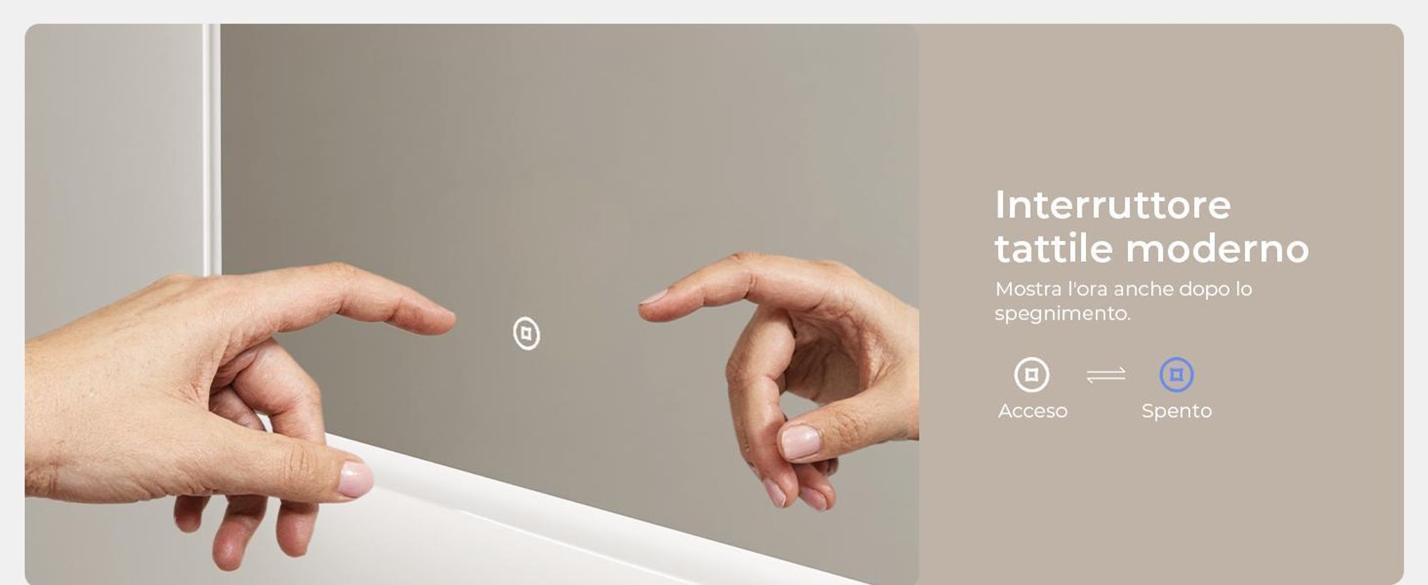S'AFIELINA Specchio da bagno a LED Specchio da bagno con illuminazione Specchio da parete con interruttore a sfioramento, ingrandimento 3x, risparmio energetico, IP44, 60x100 cm