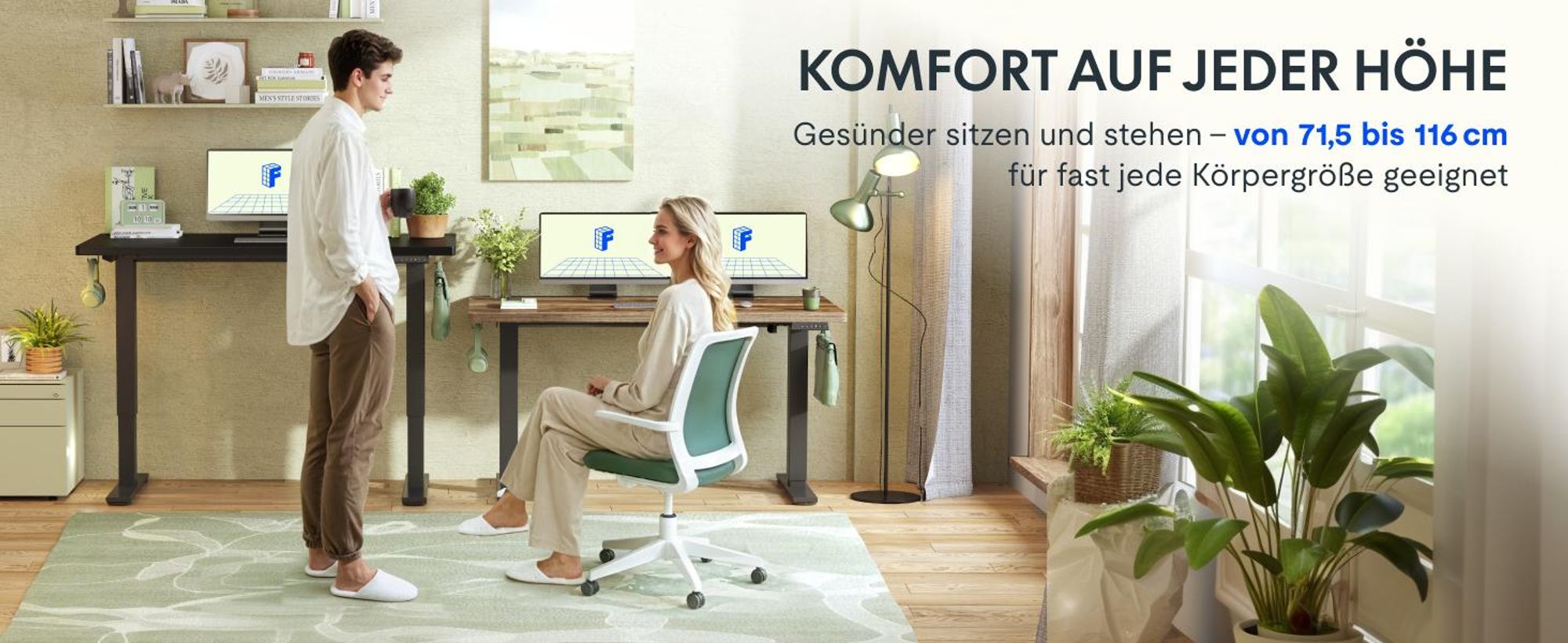 FLEXISPOT EN1 Höhenverstellbarer Schreibtisch 140x80cm 100 kg Tragkraft, mit Anti-Kollisionsschutz,  Einteilige Tischplatte 4 Memory-Funktion(Schwarz)