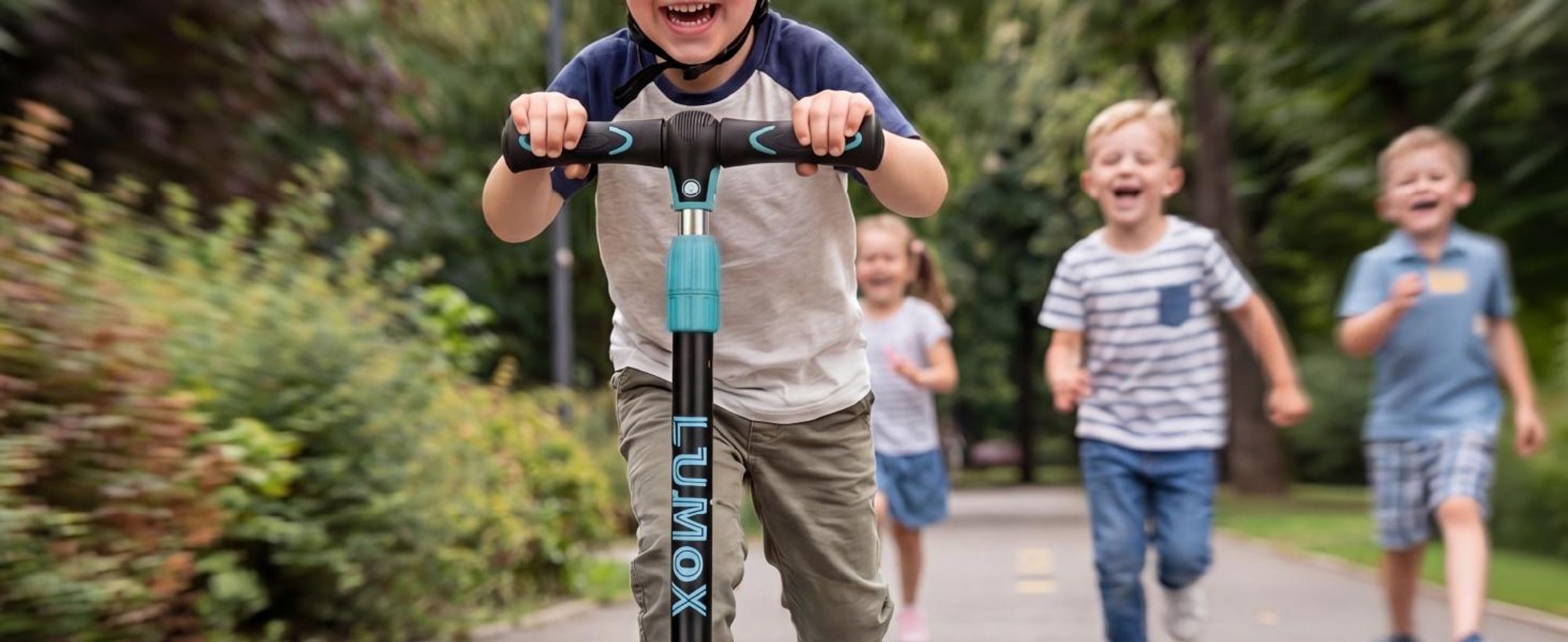 JUSKYS® Kinderroller Lumox - Blau, LED Räder, höhenverstellbarer Kinderscooter