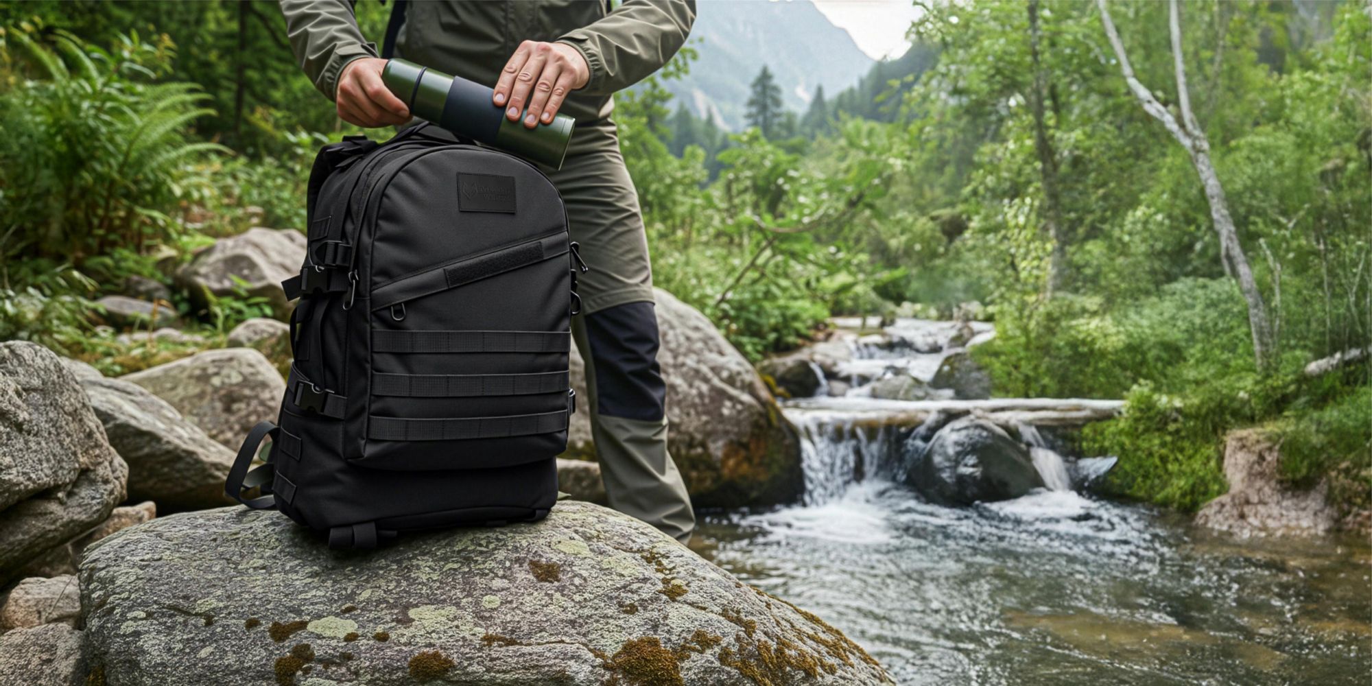 Taktischer Militär Rucksack 20-40L, Outdoor Trekkingrucksack Schwarz, Kompakt & Robust für Wandern, ASG & Sport, EVI SPORT Warpack Black