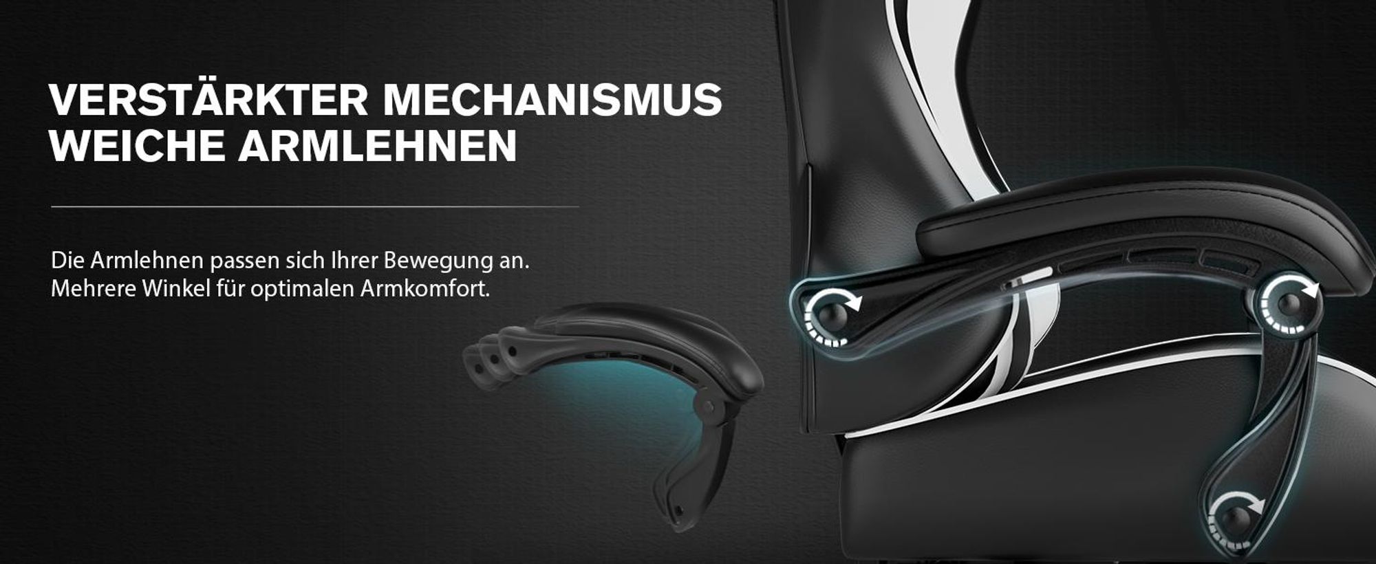 GTPLAYER Gaming Stuhl, Bürostuhl, Ergonomischer Pc Stuhl, Gaming Sessel mit Massagelendenwirbelstütze mit Fußstütze und Kopfstütze, Weiß Kunstleder