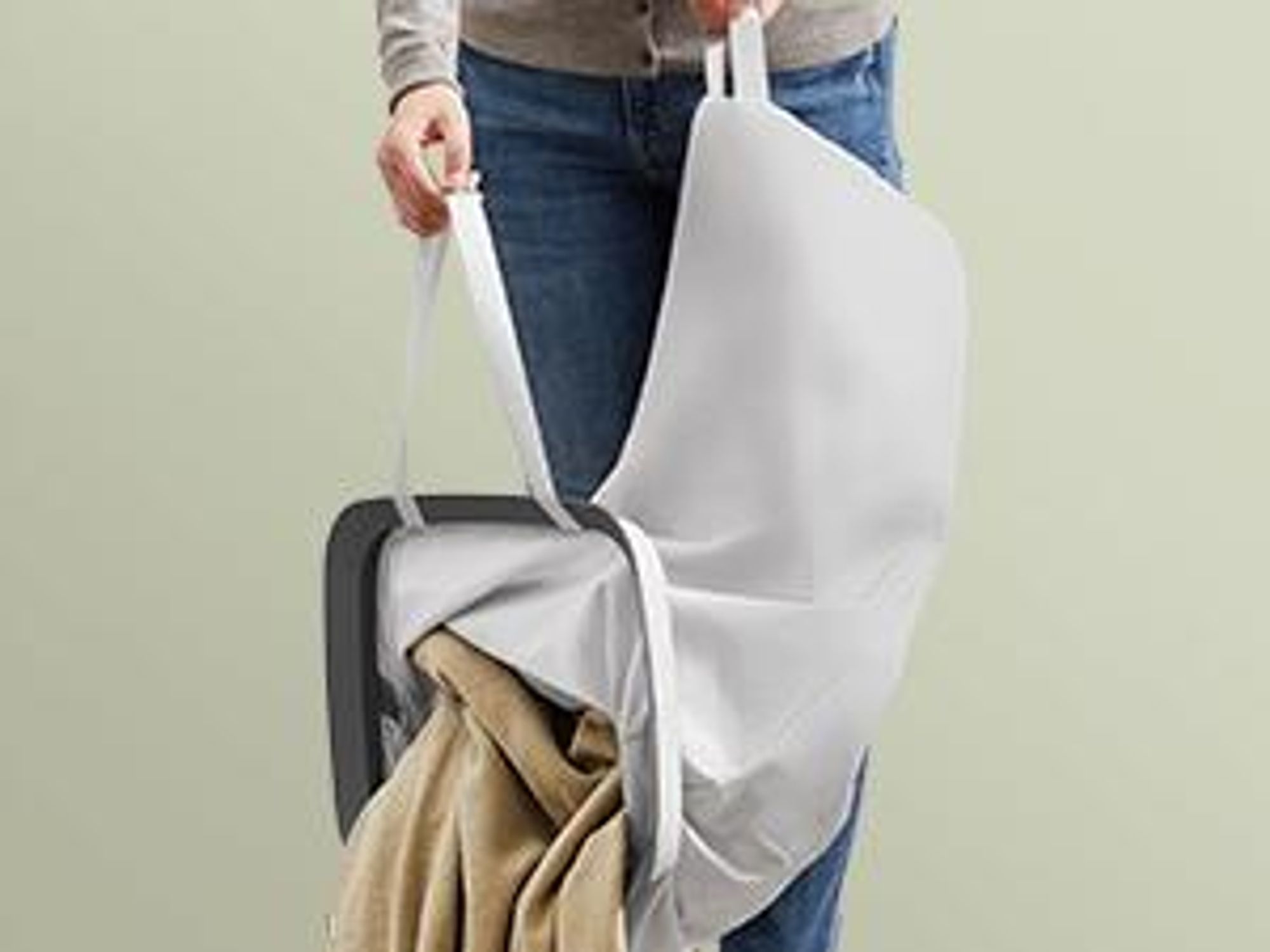 SONGMICS Wäschekorb, 100 L Wäschesammler, Wäschetonne, leichter Aufbau, mit Deckel und Griffen, herausnehmbarer Wäschesack, 42 x 32 x 75 cm, tintensch