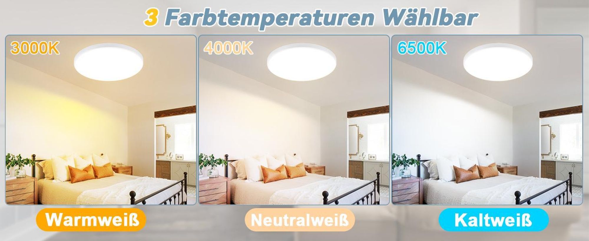ZMH LED Deckenleuchte 36W Dimmbar Deckenlampe 37cm Rund mit Fernbedienung Küchenlampe für Badezimmer Küche Wohnzimmer Weiß