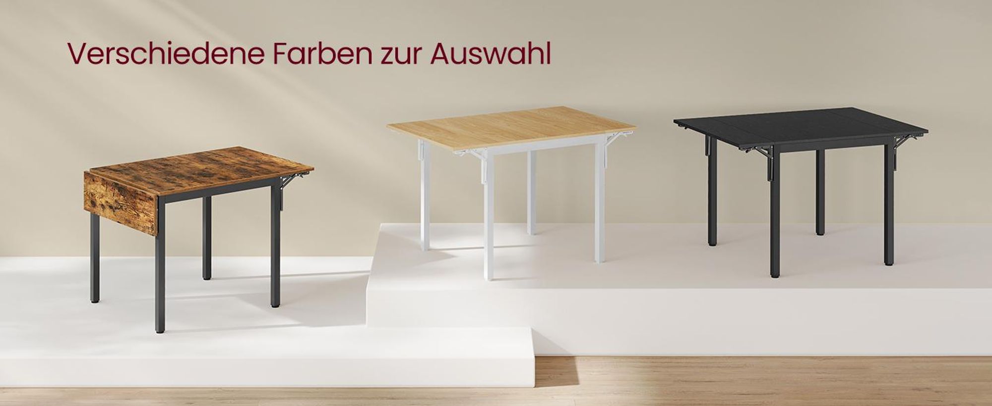 VASAGLE Esstisch, klappbarer Küchentisch für 2-4 Personen, für kleine Räume, Weiß