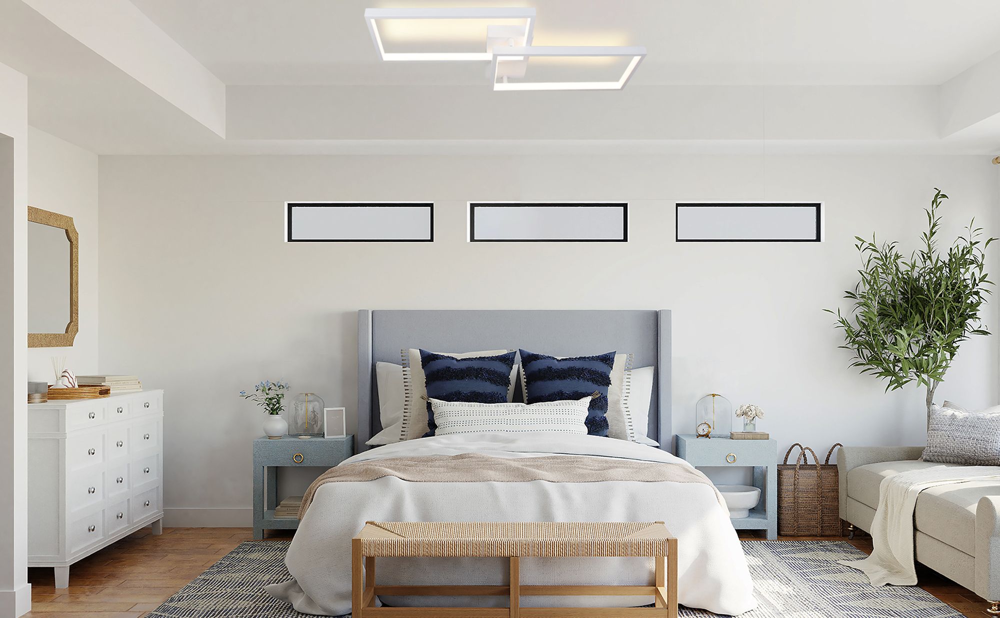 ZMH LED Deckenleuchte Weiß Wohnzimmer Dimmbar mit Fernbedienung Metall 40W  für Schlafzimmer Esszimmer Wohnzimmer Arbeitszimmer Flur