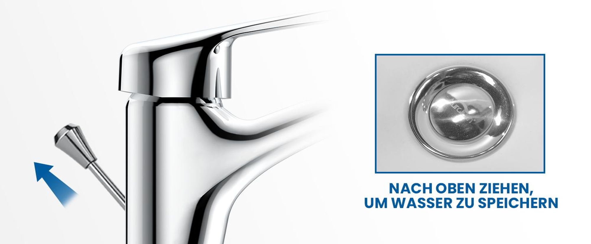 2PCS Auralum Wasserhahn Bad mit Zugstange, Einhebel-Waschtischarmatur mit Ablaufgarnitur, Waschbecken Armatur Badarmatur Einhandmischer Waschtischmischer für Badezimmer, Chrom