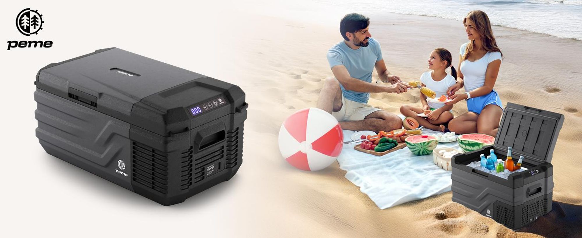 PEME Quest 15 Kompressor Kühlbox 15L - Autokühlschrank Elektrische Gefrierbox Auto PKW Wohnmobil Camping Mini Kühlschrank Kühltruhe App Tragbar -20°C