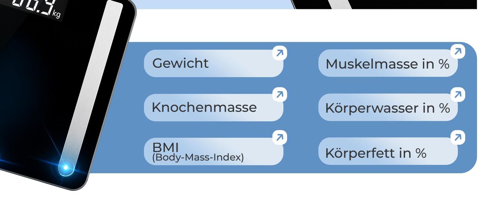 MONZANA Personenwaage Digital BIA Analyse Waage für 10 Nutzer 30x30cm