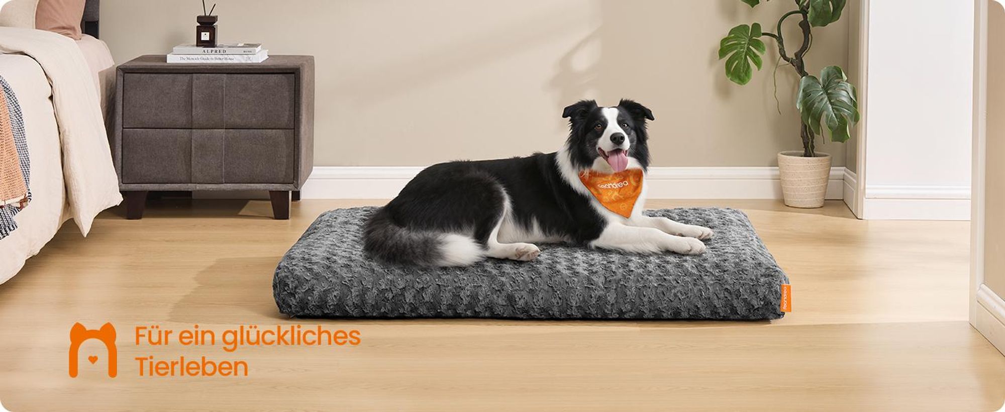 Feandrea Hundebett, flauschige Hundematte, Plüsch, weiche Polsterung, waschbar, rutschfest
