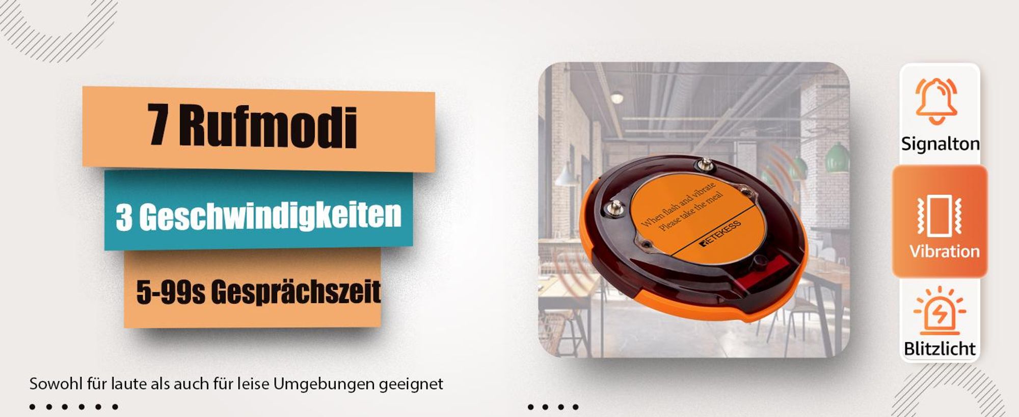 Retekess TD156 Pager Rufsystem, 800M Pager Syetem, IP67 Wasserdicht, 500mAh Akku, Service-Countdown-Zeit, Logistic aufrufsystem, Hotel, Schule