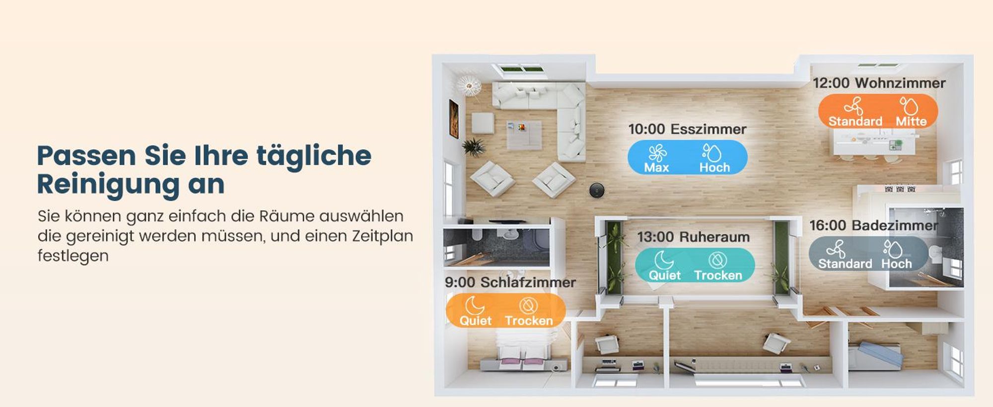 AIRROBO Saugroboter mit Absaugstation und Wischfunktion T20 Plus, Lasernavigation, 5500Pa Saugkraft, 3 in1 Staubsauger Roboter