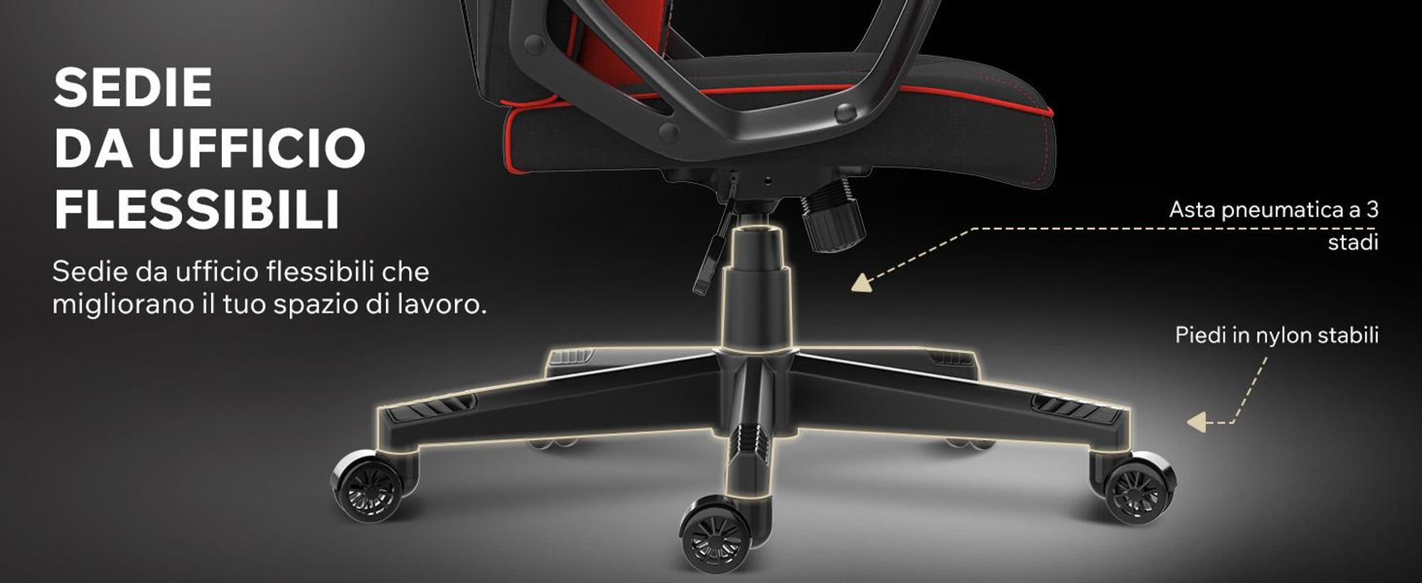 Sedia da gioco SENSE7 Knight in tessuto nero-rosso - Sedia da ufficio ergonomica Sedia da scrivania Sedia da computer Sedia da gaming Sedia da corsa 120 kg