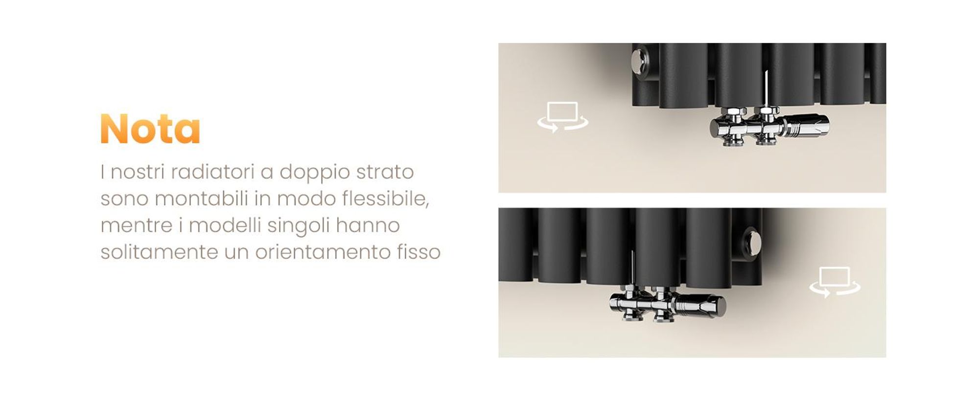 Radiatore di design EMKE 600 x 1180 mm Radiatore Orizzontale ovale Collegamento laterale Riscaldamento a doppio strato, 1828W, antracite senza elemento riscaldante