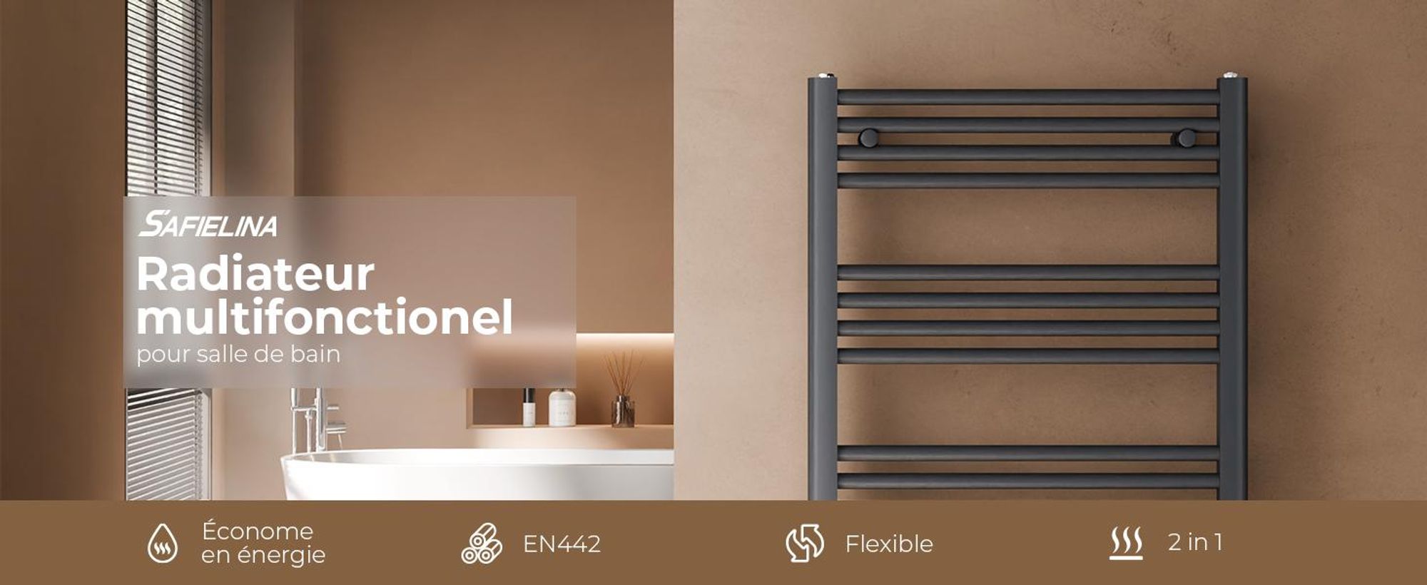 S'AFIELINA 160 x 50cm Radiateur sèche-serviettes Radiateur sèche-serviettes Raccord central Chauffe-serviettes droit Anthracite avec vanne,654W