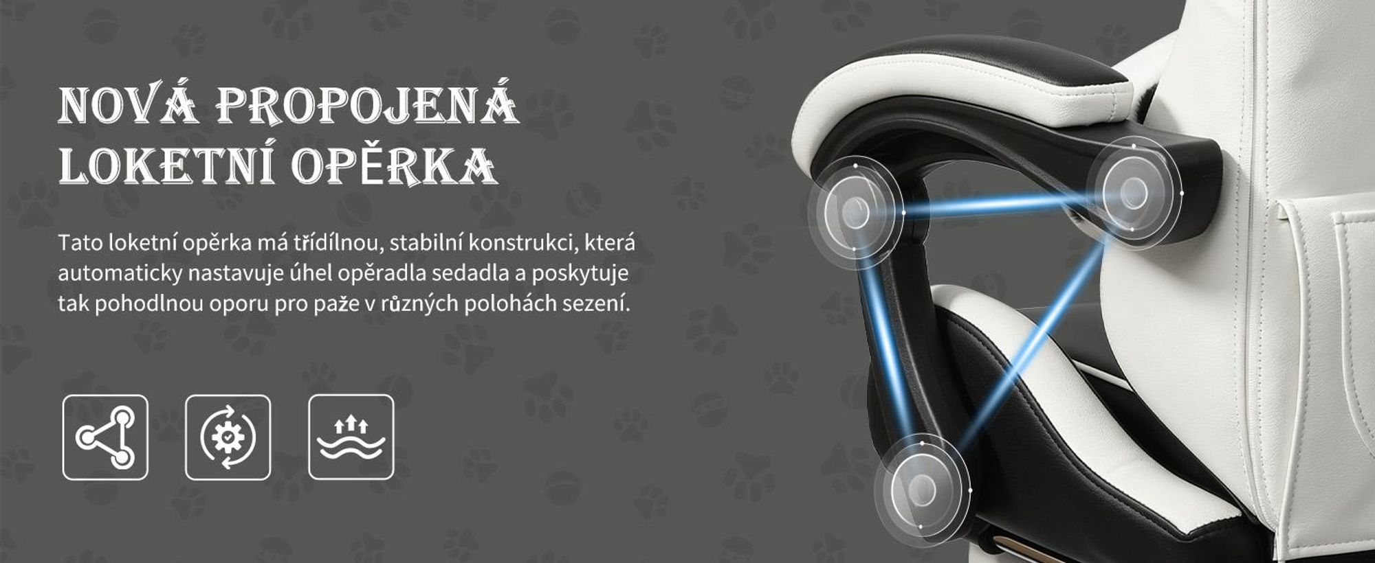 Herní židle Puluomis s podnožkou, kancelářská židle, křeslo pro manažery, židle do kanceláře, závodní židle, ergonomická, otočná, s nastavitelnou výškou, černá a bílá