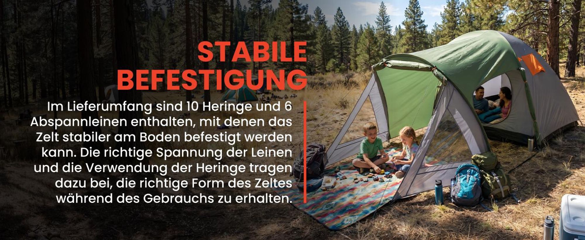 Campingzelt für 4 Personen Familienzelt mit Vorraum Moskitonetz 440x250x150 cm