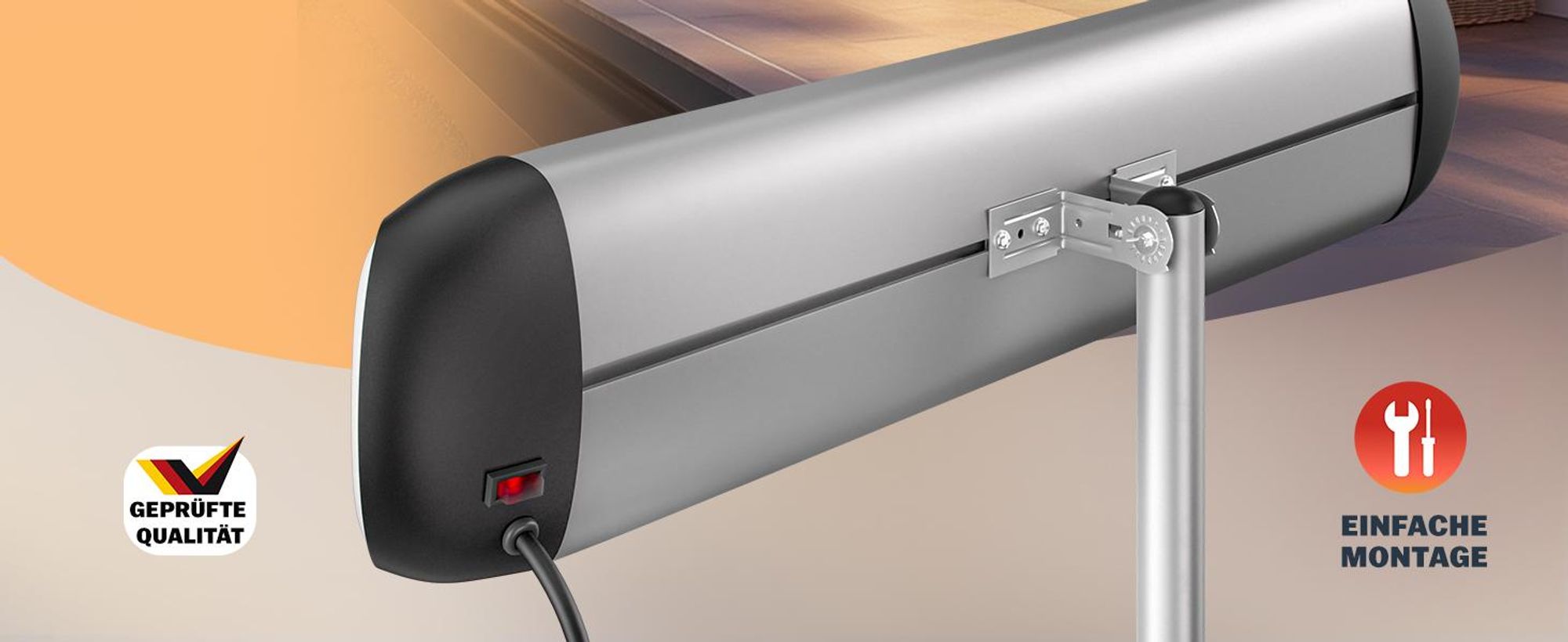 MONZANA® Infrarot Heizstrahler 2500W mit Teleskopständer Schwarz